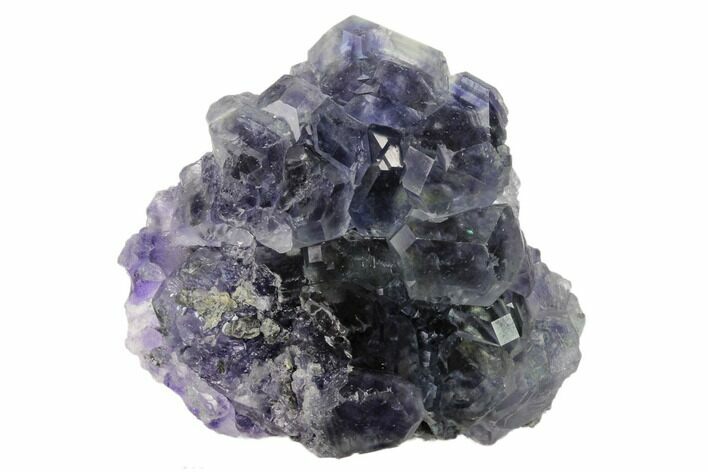 Purple Cuboctahedral Fluorite Crystals on Quartz - China #161831